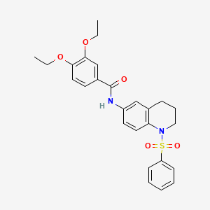 molecular formula C26H28N2O5S B6573051 N-[1-(benzenesulfonyl)-1,2,3,4-tetrahydroquinolin-6-yl]-3,4-diethoxybenzamide CAS No. 946259-64-9