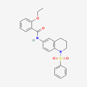 molecular formula C24H24N2O4S B6573171 N-[1-(benzenesulfonyl)-1,2,3,4-tetrahydroquinolin-6-yl]-2-ethoxybenzamide CAS No. 946259-57-0