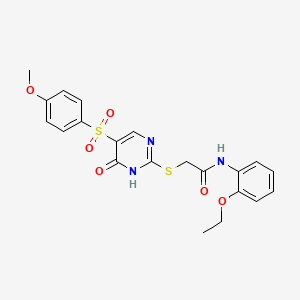 molecular formula C21H21N3O6S2 B6573197 N-(2-ethoxyphenyl)-2-{[5-(4-methoxybenzenesulfonyl)-6-oxo-1,6-dihydropyrimidin-2-yl]sulfanyl}acetamide CAS No. 1021264-65-2