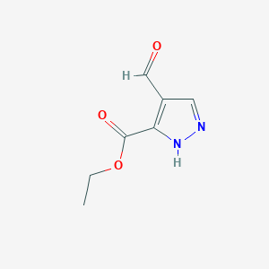 molecular formula C7H8N2O3 B065732 ethyl 4-formyl-1H-pyrazole-3-carboxylate CAS No. 179692-09-2