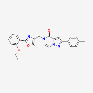 molecular formula C26H24N4O3 B6573280 5-{[2-(2-ethoxyphenyl)-5-methyl-1,3-oxazol-4-yl]methyl}-2-(4-methylphenyl)-4H,5H-pyrazolo[1,5-a]pyrazin-4-one CAS No. 1021224-18-9