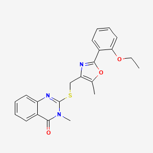 molecular formula C22H21N3O3S B6573332 2-({[2-(2-ethoxyphenyl)-5-methyl-1,3-oxazol-4-yl]methyl}sulfanyl)-3-methyl-3,4-dihydroquinazolin-4-one CAS No. 1021222-05-8