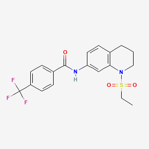 molecular formula C19H19F3N2O3S B6573433 N-[1-(ethanesulfonyl)-1,2,3,4-tetrahydroquinolin-7-yl]-4-(trifluoromethyl)benzamide CAS No. 946225-67-8