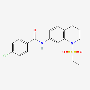 molecular formula C18H19ClN2O3S B6573438 4-chloro-N-[1-(ethanesulfonyl)-1,2,3,4-tetrahydroquinolin-7-yl]benzamide CAS No. 946351-59-3