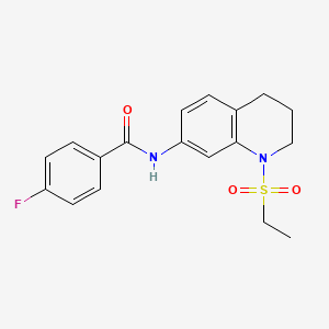molecular formula C18H19FN2O3S B6573453 N-[1-(ethanesulfonyl)-1,2,3,4-tetrahydroquinolin-7-yl]-4-fluorobenzamide CAS No. 946292-62-2