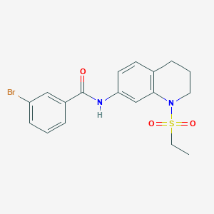 molecular formula C18H19BrN2O3S B6573464 3-bromo-N-[1-(ethanesulfonyl)-1,2,3,4-tetrahydroquinolin-7-yl]benzamide CAS No. 946225-87-2