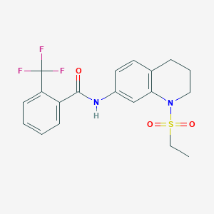 molecular formula C19H19F3N2O3S B6573486 N-[1-(ethanesulfonyl)-1,2,3,4-tetrahydroquinolin-7-yl]-2-(trifluoromethyl)benzamide CAS No. 946300-05-6