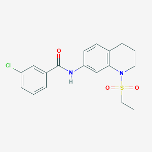 molecular formula C18H19ClN2O3S B6573495 3-chloro-N-[1-(ethanesulfonyl)-1,2,3,4-tetrahydroquinolin-7-yl]benzamide CAS No. 946225-91-8