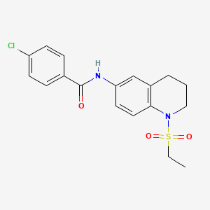 molecular formula C18H19ClN2O3S B6573654 4-chloro-N-[1-(ethanesulfonyl)-1,2,3,4-tetrahydroquinolin-6-yl]benzamide CAS No. 946383-88-6
