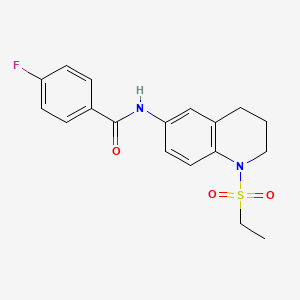 molecular formula C18H19FN2O3S B6573674 N-[1-(ethanesulfonyl)-1,2,3,4-tetrahydroquinolin-6-yl]-4-fluorobenzamide CAS No. 946345-23-9