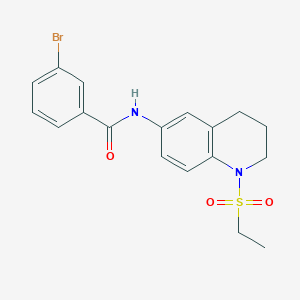 molecular formula C18H19BrN2O3S B6573711 3-bromo-N-[1-(ethanesulfonyl)-1,2,3,4-tetrahydroquinolin-6-yl]benzamide CAS No. 946294-96-8