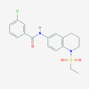 molecular formula C18H19ClN2O3S B6573740 3-chloro-N-[1-(ethanesulfonyl)-1,2,3,4-tetrahydroquinolin-6-yl]benzamide CAS No. 946295-00-7