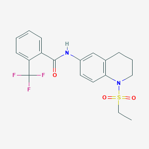 molecular formula C19H19F3N2O3S B6573754 N-[1-(ethanesulfonyl)-1,2,3,4-tetrahydroquinolin-6-yl]-2-(trifluoromethyl)benzamide CAS No. 946282-49-1
