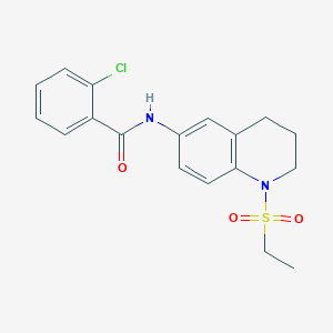 molecular formula C18H19ClN2O3S B6573771 2-chloro-N-[1-(ethanesulfonyl)-1,2,3,4-tetrahydroquinolin-6-yl]benzamide CAS No. 946214-38-6
