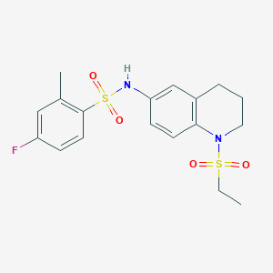 molecular formula C18H21FN2O4S2 B6573812 N-[1-(ethanesulfonyl)-1,2,3,4-tetrahydroquinolin-6-yl]-4-fluoro-2-methylbenzene-1-sulfonamide CAS No. 946284-82-8