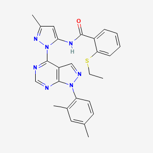N-{1-[1-(2,4-dimethylphenyl)-1H-pyrazolo[3,4-d]pyrimidin-4-yl]-3-methyl-1H-pyrazol-5-yl}-2-(ethylsulfanyl)benzamide