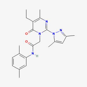 molecular formula C22H27N5O2 B6573866 2-[2-(3,5-dimethyl-1H-pyrazol-1-yl)-5-ethyl-4-methyl-6-oxo-1,6-dihydropyrimidin-1-yl]-N-(2,5-dimethylphenyl)acetamide CAS No. 1019106-94-5