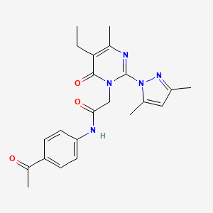 molecular formula C22H25N5O3 B6573872 N-(4-acetylphenyl)-2-[2-(3,5-dimethyl-1H-pyrazol-1-yl)-5-ethyl-4-methyl-6-oxo-1,6-dihydropyrimidin-1-yl]acetamide CAS No. 1019107-16-4