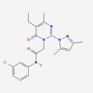 molecular formula C20H22ClN5O2 B6573939 N-(3-chlorophenyl)-2-[2-(3,5-dimethyl-1H-pyrazol-1-yl)-5-ethyl-4-methyl-6-oxo-1,6-dihydropyrimidin-1-yl]acetamide CAS No. 1019099-23-0