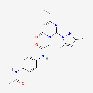 molecular formula C21H24N6O3 B6573968 2-[2-(3,5-dimethyl-1H-pyrazol-1-yl)-4-ethyl-6-oxo-1,6-dihydropyrimidin-1-yl]-N-(4-acetamidophenyl)acetamide CAS No. 1019099-33-2