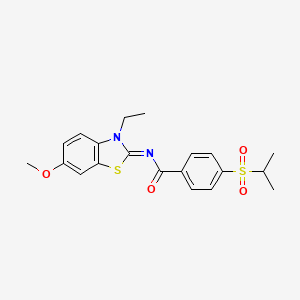 molecular formula C20H22N2O4S2 B6574070 N-(3-ethyl-6-methoxy-2,3-dihydro-1,3-benzothiazol-2-ylidene)-4-(propane-2-sulfonyl)benzamide CAS No. 1007033-93-3