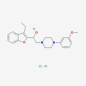 molecular formula C23H29ClN2O3 B065741 alpha-(3-Ethyl-2-benzofuranyl)-4-(3-methoxyphenyl)-1-piperazineethanol monohydrochloride CAS No. 194099-58-6