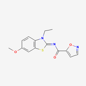 molecular formula C14H13N3O3S B6574114 N-(3-ethyl-6-methoxy-2,3-dihydro-1,3-benzothiazol-2-ylidene)-1,2-oxazole-5-carboxamide CAS No. 1007037-08-2
