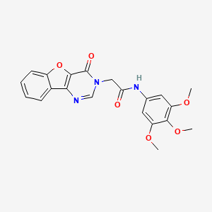 2-{6-oxo-8-oxa-3,5-diazatricyclo[7.4.0.0^{2,7}]trideca-1(9),2(7),3,10,12-pentaen-5-yl}-N-(3,4,5-trimethoxyphenyl)acetamide