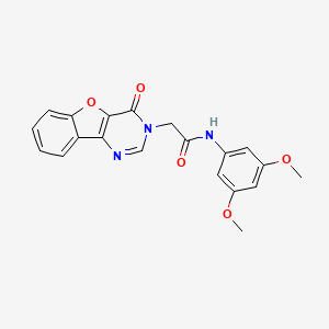 N-(3,5-dimethoxyphenyl)-2-{6-oxo-8-oxa-3,5-diazatricyclo[7.4.0.0^{2,7}]trideca-1(9),2(7),3,10,12-pentaen-5-yl}acetamide