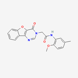 N-(2-methoxy-5-methylphenyl)-2-{6-oxo-8-oxa-3,5-diazatricyclo[7.4.0.0^{2,7}]trideca-1(9),2(7),3,10,12-pentaen-5-yl}acetamide