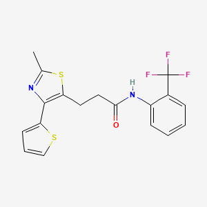 molecular formula C18H15F3N2OS2 B6574247 3-[2-methyl-4-(thiophen-2-yl)-1,3-thiazol-5-yl]-N-[2-(trifluoromethyl)phenyl]propanamide CAS No. 1017662-29-1