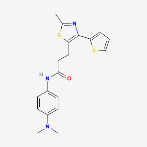 molecular formula C19H21N3OS2 B6574267 N-[4-(dimethylamino)phenyl]-3-[2-methyl-4-(thiophen-2-yl)-1,3-thiazol-5-yl]propanamide CAS No. 1049030-50-3