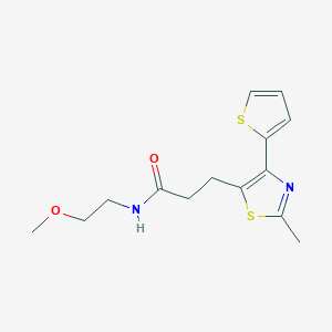 molecular formula C14H18N2O2S2 B6574272 N-(2-methoxyethyl)-3-[2-methyl-4-(thiophen-2-yl)-1,3-thiazol-5-yl]propanamide CAS No. 1049030-52-5
