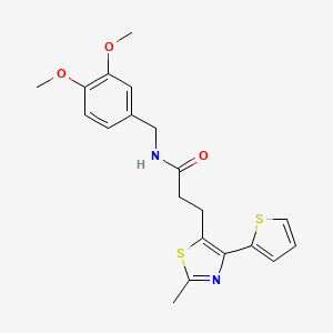 molecular formula C20H22N2O3S2 B6574279 N-[(3,4-dimethoxyphenyl)methyl]-3-[2-methyl-4-(thiophen-2-yl)-1,3-thiazol-5-yl]propanamide CAS No. 1017662-47-3