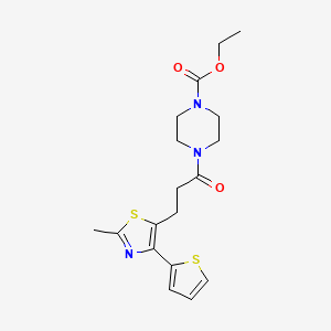 molecular formula C18H23N3O3S2 B6574280 ethyl 4-{3-[2-methyl-4-(thiophen-2-yl)-1,3-thiazol-5-yl]propanoyl}piperazine-1-carboxylate CAS No. 1017662-53-1
