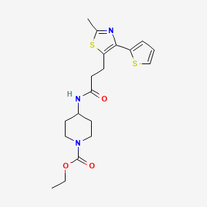 molecular formula C19H25N3O3S2 B6574287 ethyl 4-{3-[2-methyl-4-(thiophen-2-yl)-1,3-thiazol-5-yl]propanamido}piperidine-1-carboxylate CAS No. 1017662-51-9