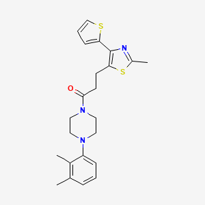 molecular formula C23H27N3OS2 B6574292 1-[4-(2,3-dimethylphenyl)piperazin-1-yl]-3-[2-methyl-4-(thiophen-2-yl)-1,3-thiazol-5-yl]propan-1-one CAS No. 1017662-55-3