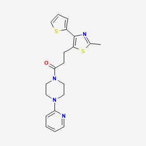 molecular formula C20H22N4OS2 B6574299 3-[2-methyl-4-(thiophen-2-yl)-1,3-thiazol-5-yl]-1-[4-(pyridin-2-yl)piperazin-1-yl]propan-1-one CAS No. 1017662-61-1