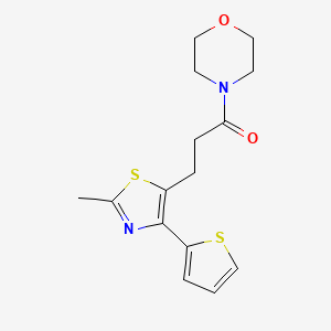 molecular formula C15H18N2O2S2 B6574314 3-[2-methyl-4-(thiophen-2-yl)-1,3-thiazol-5-yl]-1-(morpholin-4-yl)propan-1-one CAS No. 1017662-65-5