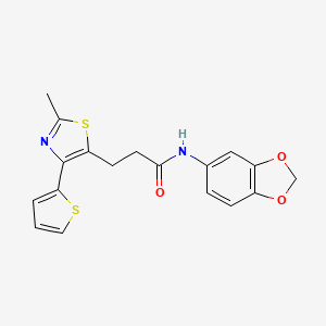 molecular formula C18H16N2O3S2 B6574315 N-(2H-1,3-benzodioxol-5-yl)-3-[2-methyl-4-(thiophen-2-yl)-1,3-thiazol-5-yl]propanamide CAS No. 1049030-56-9