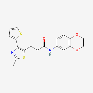 molecular formula C19H18N2O3S2 B6574323 N-(2,3-dihydro-1,4-benzodioxin-6-yl)-3-[2-methyl-4-(thiophen-2-yl)-1,3-thiazol-5-yl]propanamide CAS No. 1017662-74-6