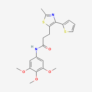 molecular formula C20H22N2O4S2 B6574326 3-[2-methyl-4-(thiophen-2-yl)-1,3-thiazol-5-yl]-N-(3,4,5-trimethoxyphenyl)propanamide CAS No. 1049132-24-2