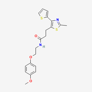 molecular formula C20H22N2O3S2 B6574346 N-[2-(4-methoxyphenoxy)ethyl]-3-[2-methyl-4-(thiophen-2-yl)-1,3-thiazol-5-yl]propanamide CAS No. 1017662-80-4