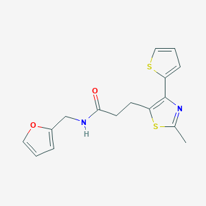 molecular formula C16H16N2O2S2 B6574359 N-[(furan-2-yl)methyl]-3-[2-methyl-4-(thiophen-2-yl)-1,3-thiazol-5-yl]propanamide CAS No. 1049030-60-5