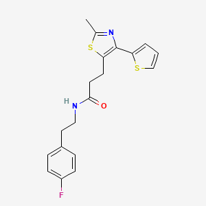 molecular formula C19H19FN2OS2 B6574384 N-[2-(4-fluorophenyl)ethyl]-3-[2-methyl-4-(thiophen-2-yl)-1,3-thiazol-5-yl]propanamide CAS No. 1017663-10-3