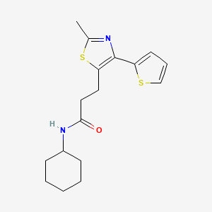 molecular formula C17H22N2OS2 B6574480 N-cyclohexyl-3-[2-methyl-4-(thiophen-2-yl)-1,3-thiazol-5-yl]propanamide CAS No. 1017662-82-6