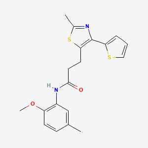 N-(2-methoxy-5-methylphenyl)-3-[2-methyl-4-(thiophen-2-yl)-1,3-thiazol-5-yl]propanamide