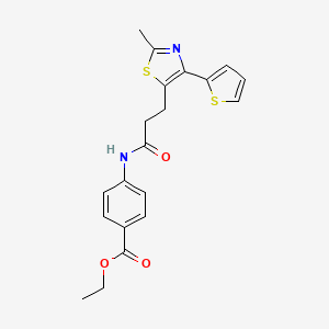 molecular formula C20H20N2O3S2 B6574488 ethyl 4-{3-[2-methyl-4-(thiophen-2-yl)-1,3-thiazol-5-yl]propanamido}benzoate CAS No. 1017663-29-4