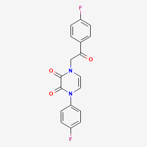 molecular formula C18H12F2N2O3 B6574529 1-(4-fluorophenyl)-4-[2-(4-fluorophenyl)-2-oxoethyl]-1,2,3,4-tetrahydropyrazine-2,3-dione CAS No. 904523-72-4