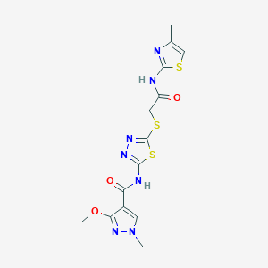 molecular formula C14H15N7O3S3 B6574564 3-methoxy-1-methyl-N-[5-({[(4-methyl-1,3-thiazol-2-yl)carbamoyl]methyl}sulfanyl)-1,3,4-thiadiazol-2-yl]-1H-pyrazole-4-carboxamide CAS No. 1210003-93-2